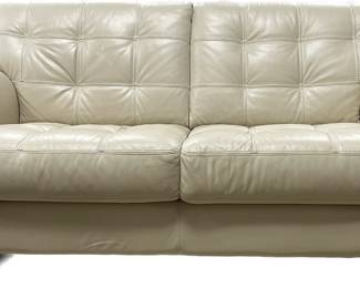 Chateau Dax Cream Faux Leather Couch
