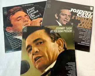 3 Johnny Cash Records Folsom Prison, I Walk The Line,  Greatest Hits