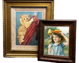 Framed Kitten And Girl Prints From Author Helen Hoover Santmyer 