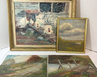 Four Vintage Paintings Three by C. Dubois Thomas