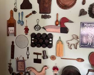 Wall of antique and vintage items 