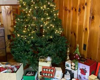 Mystery Christmas Decor Assortment Including Lighted Christmas Tree 75 