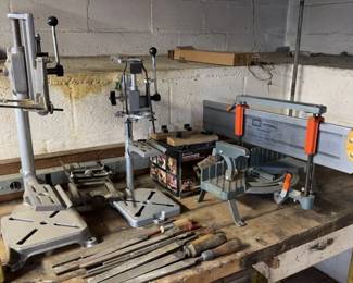 Craftsman Miter Saw, Two Drill Stands, and More