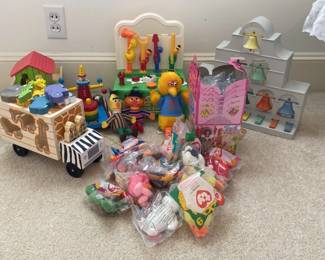 Vintage Kids Toys Sesame Street, Musical, TY, Wooden, Barbie