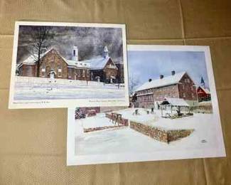 Pair Of Art Prints Of Colonial Buildings And Other R.B. Dance  Joanna Krasansky