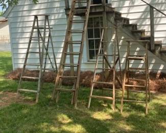 Set Of Four Fixer Upper Vintage Wooden Ladders 