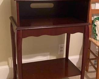 Two Tired Dark Brown Wooden Side Table T.V. Stand 