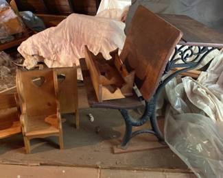 Vintage The Richmond Cast Iron  Wood School Desk  Wooden Heart Shelving Read 