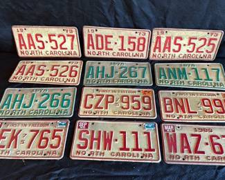 North Carolina 1970s and 1980 License Plates 