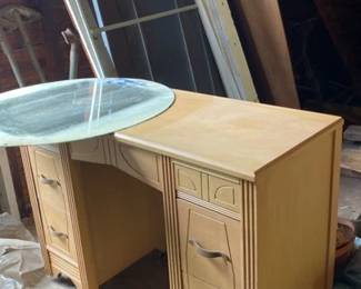 Vintage Wooden Vanity Desk Mirror Read