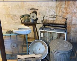 Mixed Vintage Collectibles Fans, Bedpan, telephone  More 