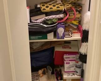 Mystery Closet Lot Of Household Goods Scale, Lightbulbs, Towels  Linens, igloo  More 