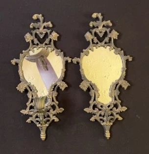 Vintage Pair Of Mirror Candle Holders