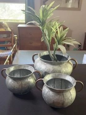 Three Vintage Pots With Handles 
