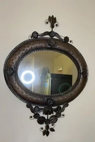 Antique Wall Mirror Framed In Floral Design
