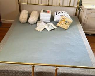 Brass Queen Size Bed Frame, Box Spring And More 