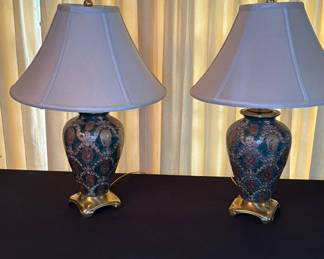 Pair Of Asian Style Ceramic Table Lamps
