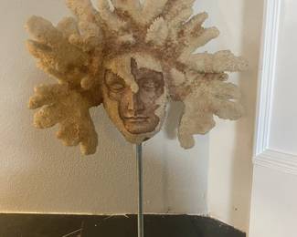 VTG Coral-Covered Head Sculpture $300