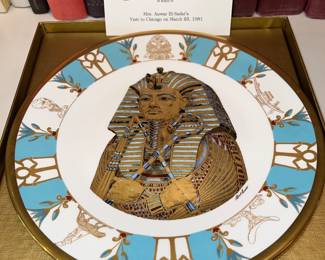 Jane Byrne, El-Sadat commemorative Tutankhamen Boehm plate