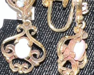 Gold Earrings with Opals