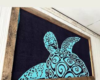 large sea turtle cloth wall art