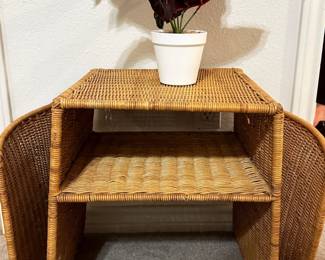 wicker magazine rack vintage