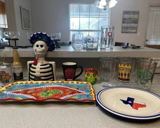 Day of the Dead items and barware... some from local restaurants