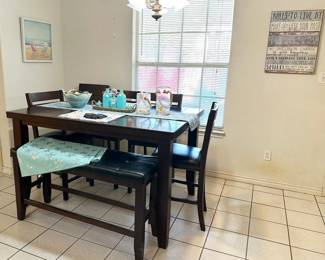 countertop dining set with bench and extra leaf