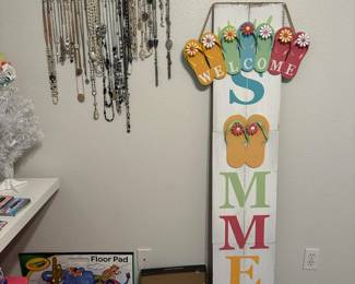 necklaces, fun Beach sign, MOnster High dolls