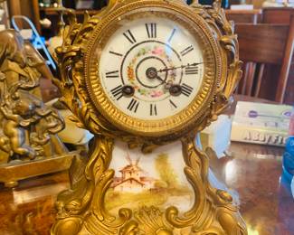 19th century French  porcelain and Ormolu Bronze clock