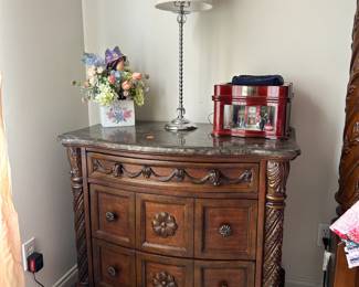 Bed, armoire, chest, and two end tables being sold as a set