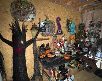 Loads of Holiday Decorations of all Kinds! Mostly New! from Wreaths to Lights to Trees to Ornaments of all types and More! Just in time for any Holiday Season you can imagine!