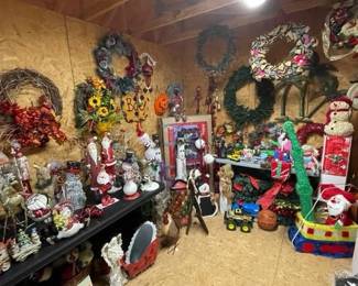 Loads of Holiday Decorations of all Kinds! Mostly New! from Wreaths to Lights to Trees to Ornaments of all types and More! Just in time for any Holiday Season you can imagine!