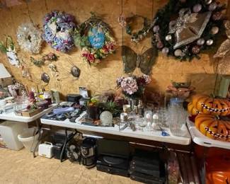 Loads of Holiday Decorations of all Kinds! Mostly New! from Wreaths to Lights to Trees to Ornaments of all types and More! Just in time for any Holiday Season you can imagine!