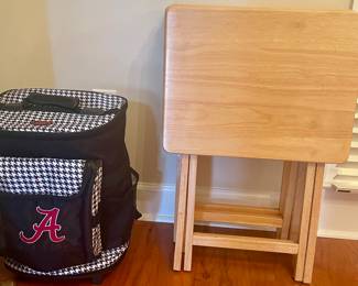 Alabama rolling cooler and set of folding tables 