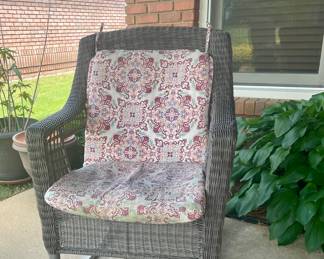 Wicker rocker with cushions
