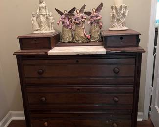 Vintage wood dresser with marble top