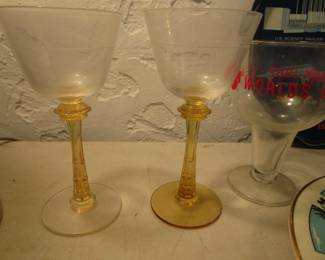 Rare 2 Space Needle wine/cocktail glasses by Bryce Glass
