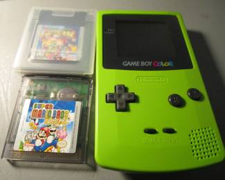 Vintage gameboy with games