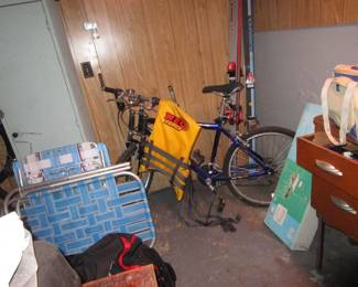 Bike, vintage lawn chairs