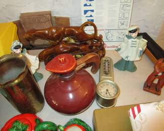 1950's TV lamp, pottery, and kitsch