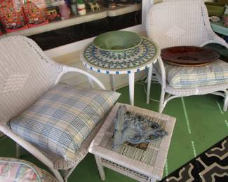 Wicker chairs, tables and more