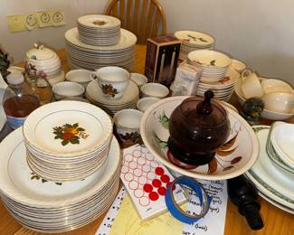2 sets of dishes, inc English Harvest and Betsy Rose