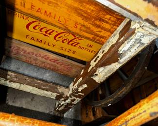 Some fabulous Wooden Advertising boxes inc Brookdale, Coca-Cola..
