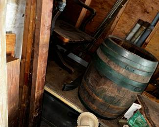 Cool old barrel hiding on a shelf