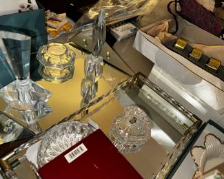 Crystal Perfume bottles and tray