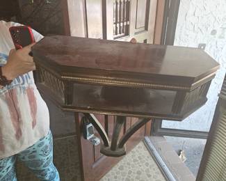 This handy, little wall shelf actually looks like a table. It is actually, but you attach it to the wall.  $45