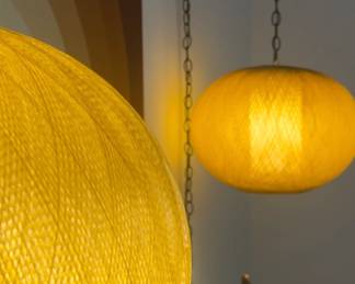 Pair of midcentury modern spun fiberglass swag lamps (2)