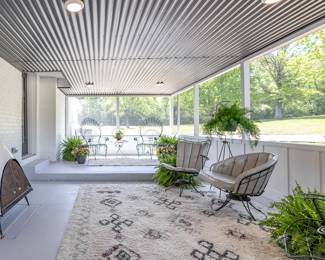 Majestic Midcentury Modern Wood Burning Fireplace with Electric Insert.