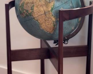 Midcentury Modern Walnut LIGHT UP Globe by "Jens Risom"